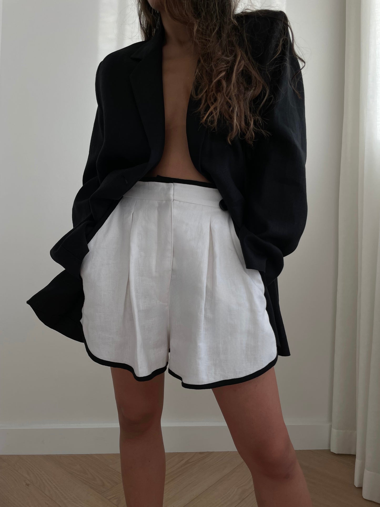 Casual Linen Blazer Black